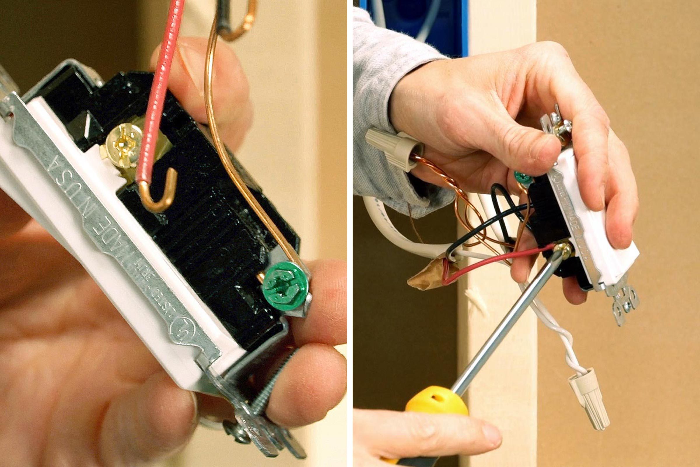 connecting red wires to brass screw