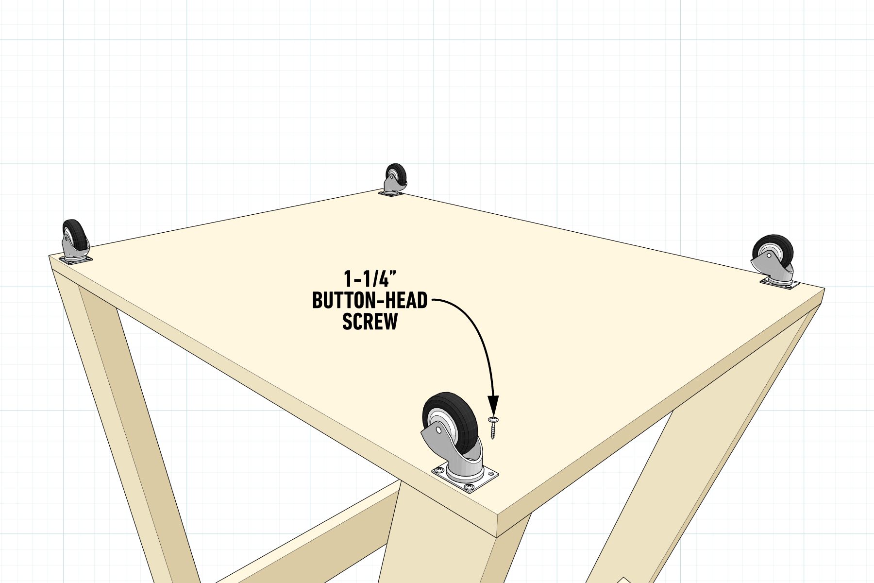 How To Build A Rolling Clamp Rack install casters on grid background