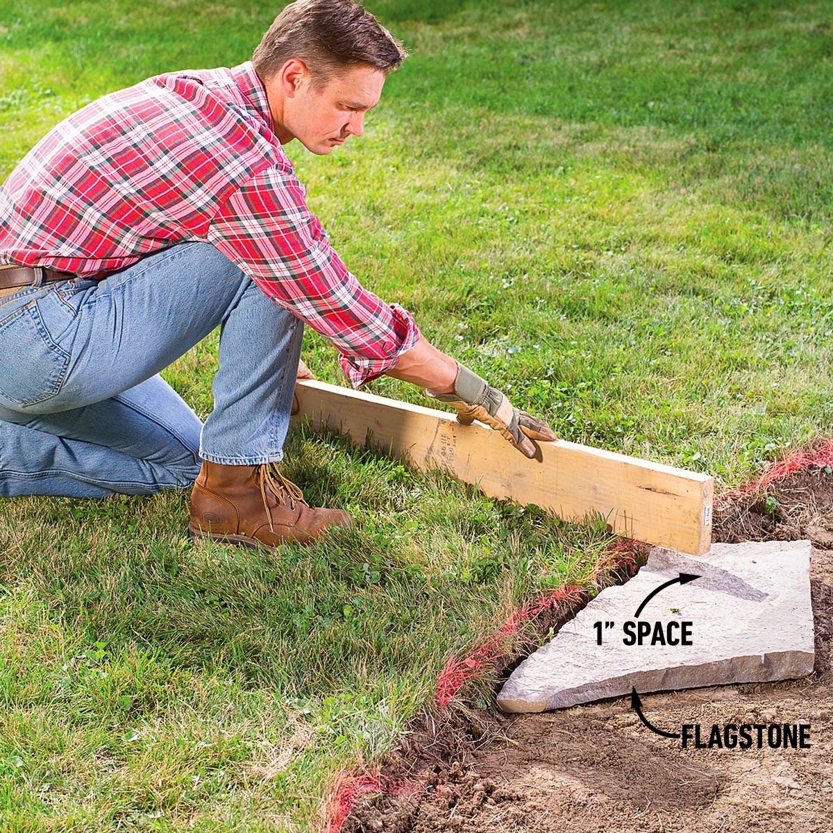 Dig Until the Flagstone is 1 in. Below the Sod