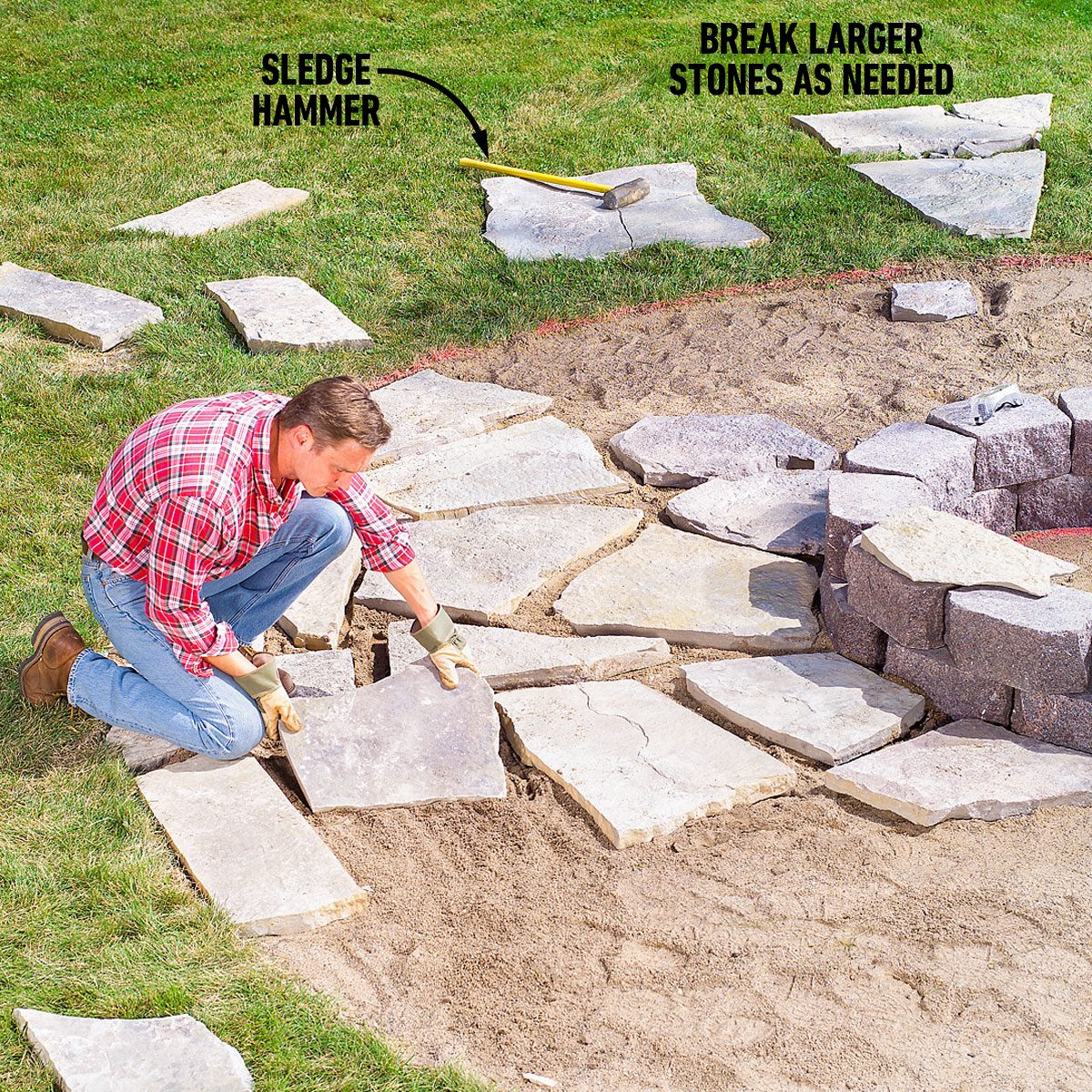 Fit the flagstones to the fire ring