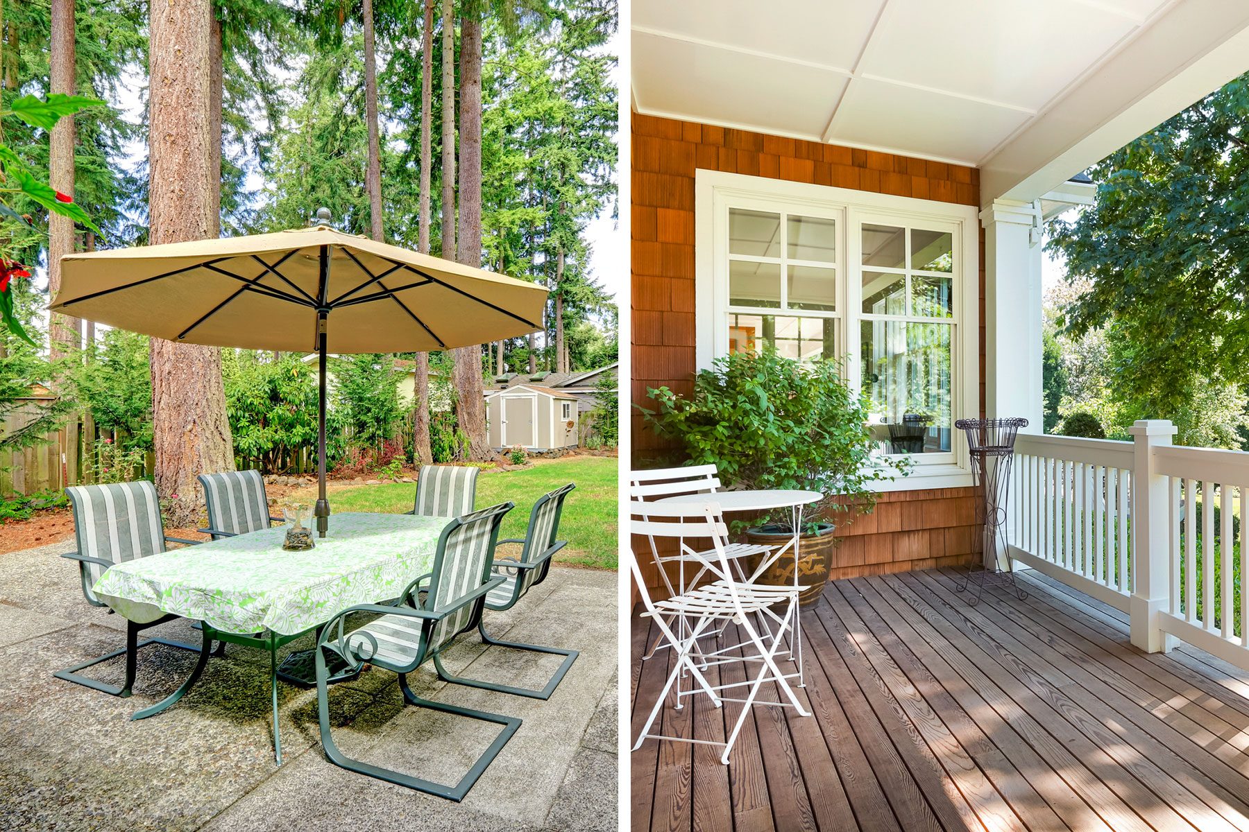 Patio and Porch in split screen