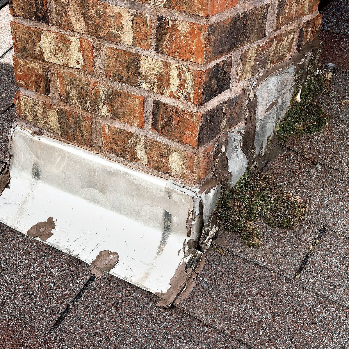 A brick pillar on roof