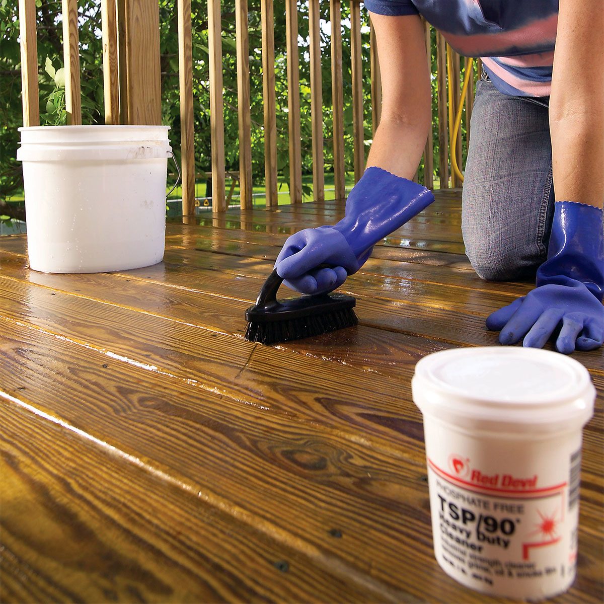 Scrubbing the deck