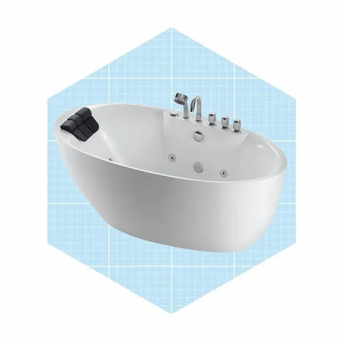 Freestanding Whirlpool Acrylic Bathtub With Faucet Ecomm Wayfair