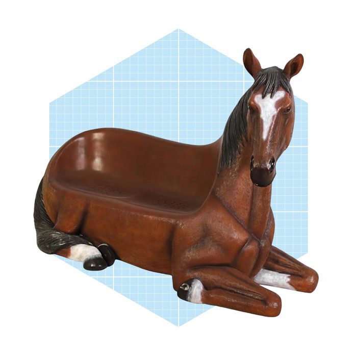 Hand Painted Horse Bench Ecomm Via Designtoscano.com 