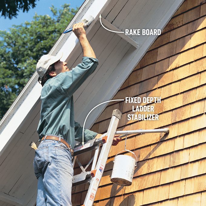 How Do You Make A Ladder Sturdier usage to work on a wide overhang