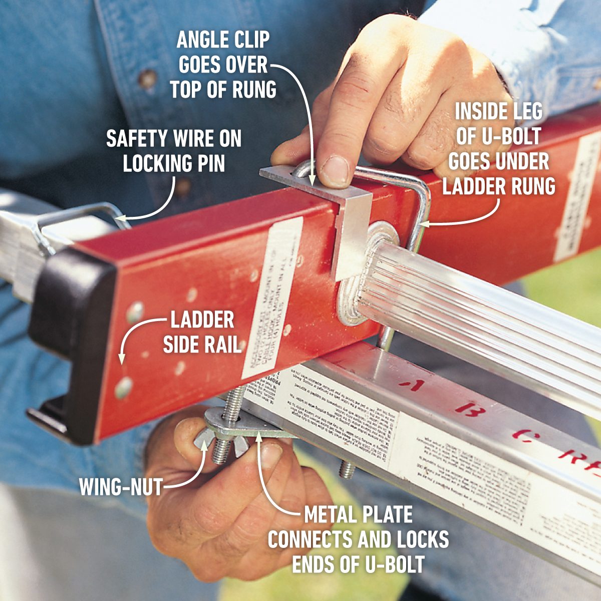 How Do You Make A Ladder Sturdier Adjustable stabilizers showing method