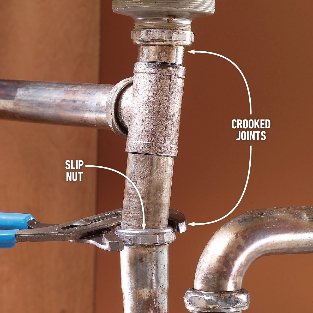 How To Replace A Kitchen Sink Basket And P Trap Straighten crooked pipes