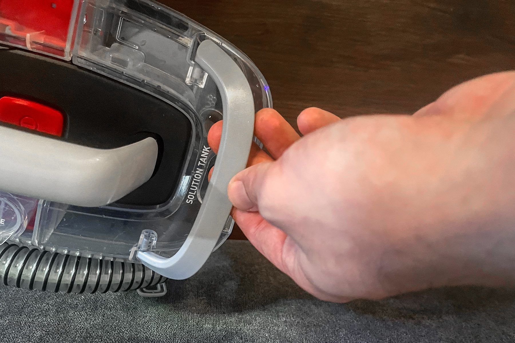 Opening tank of Hoover Clean Slate