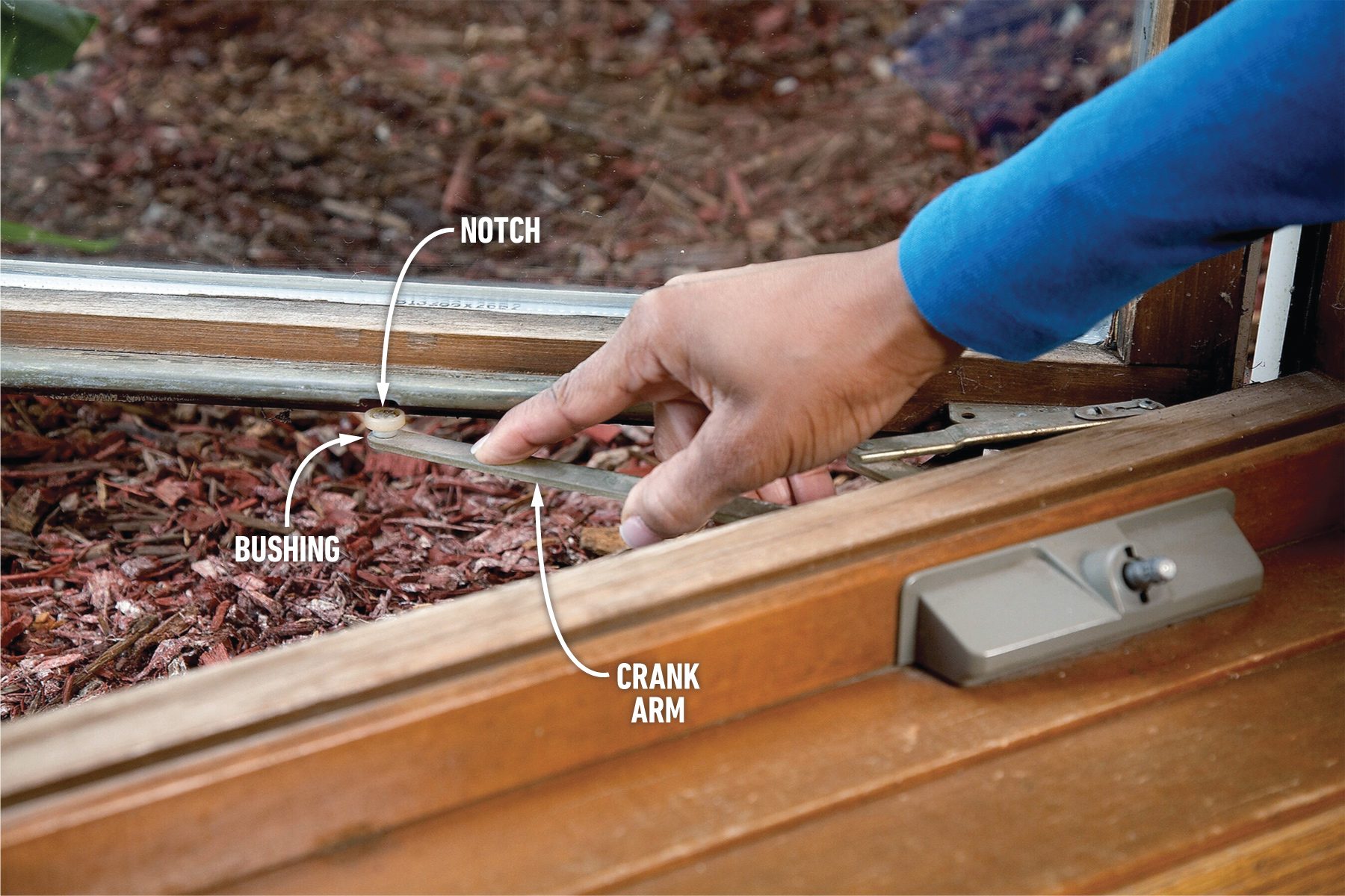 How To Repair Casement Windows Pop out the crank arm