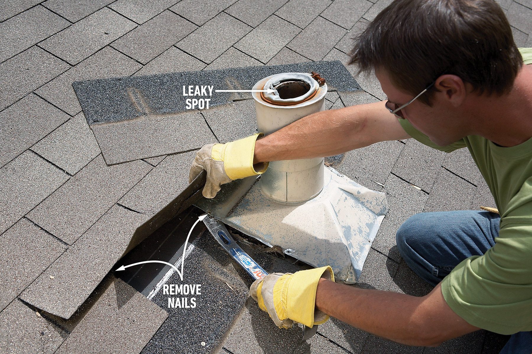 How To Replace Roof Flashing Around Plumbing Vents Pry up shingles