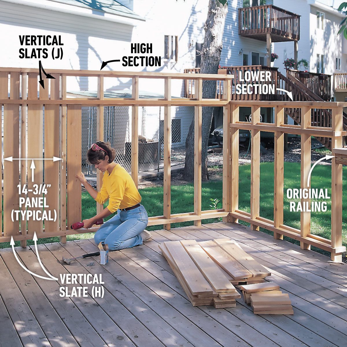 How To Build a Privacy Screen for Your Deck Install The Slats