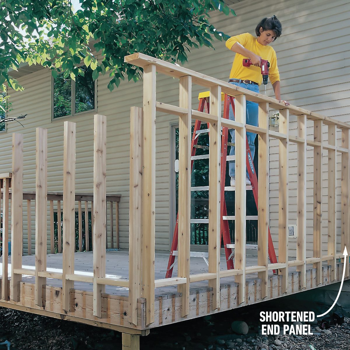 How To Build a Privacy Screen for Your Deck Install The Top Railing