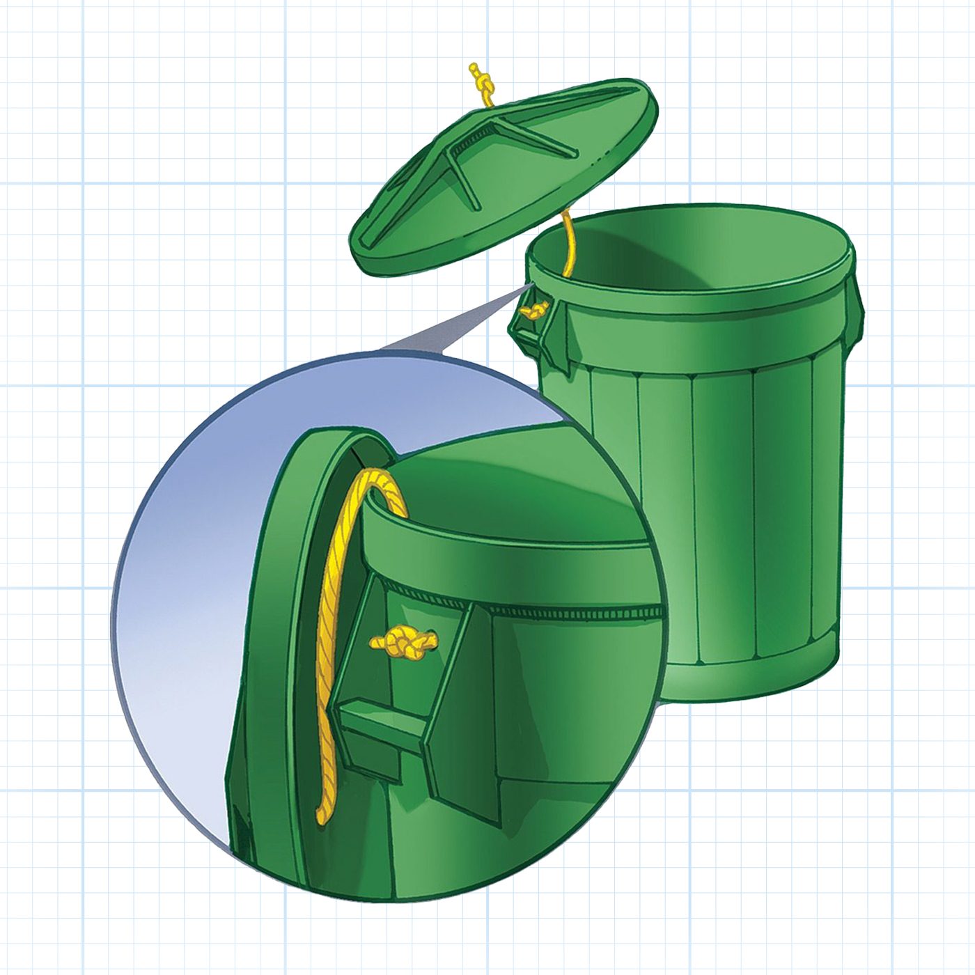 Lid Leash on Green Bucket