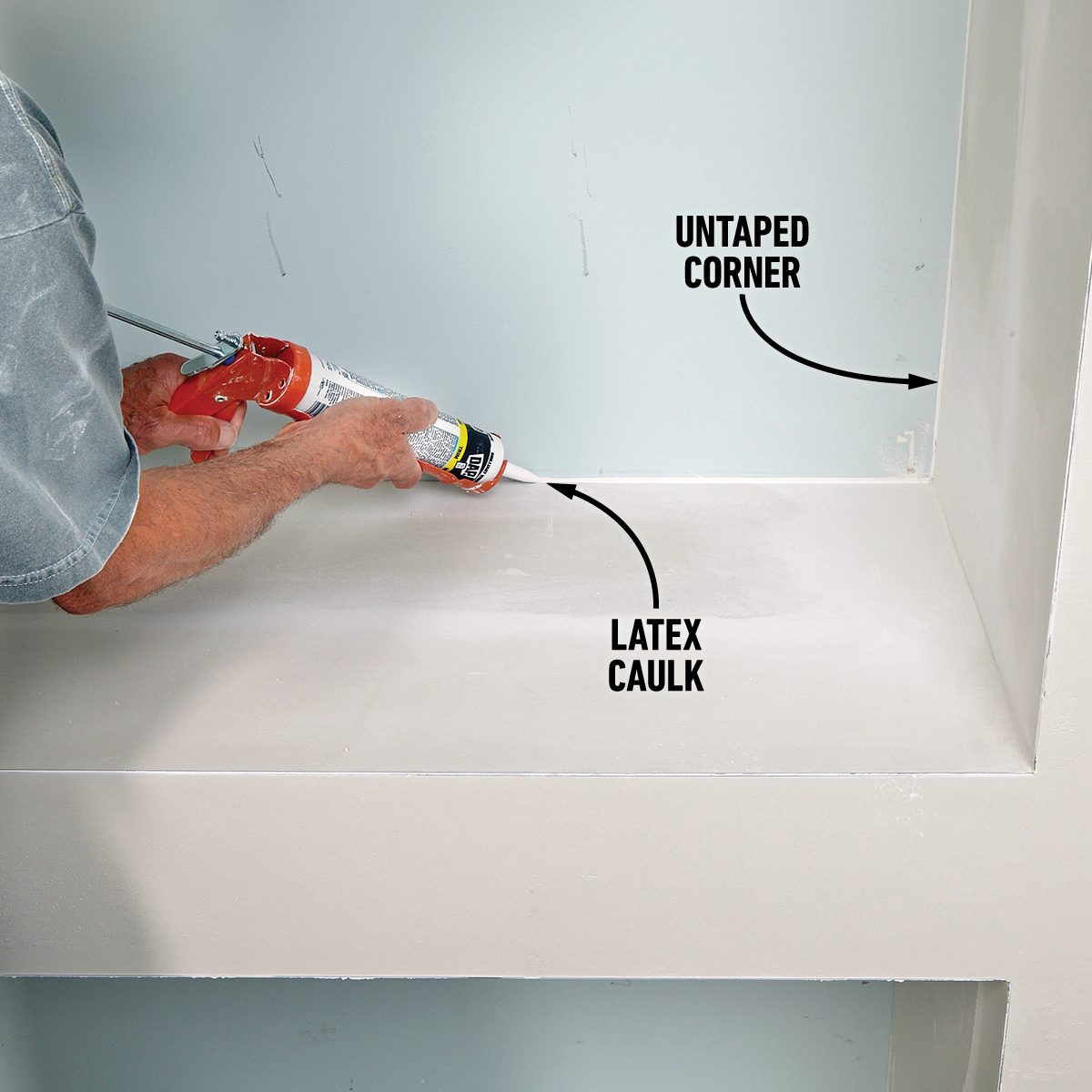 How To Make A Built In Bookcase That Surrounds Your Television Caulk the back corners