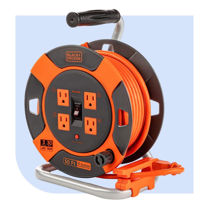 Black+decker 50 Ft. Retractable Extension Cord Reel With 4 Outlets