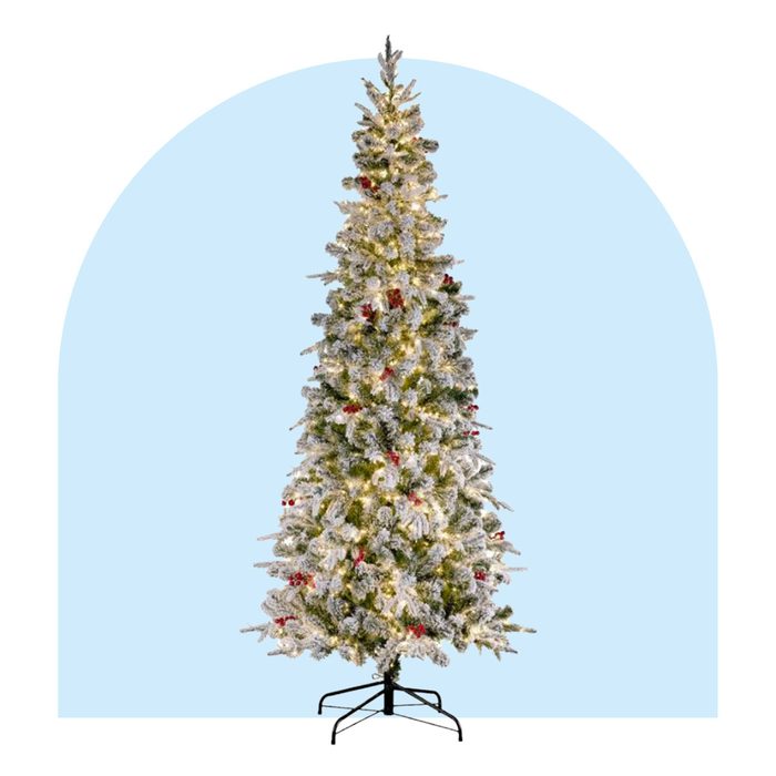 Haute Decor Lexington Artificial Flocked Fir Slim Christmas Tree 7 Foot