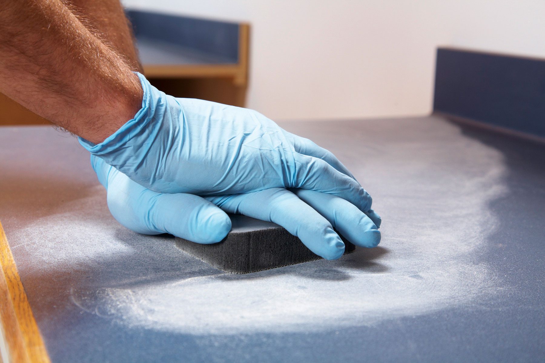 Sanding countertop surface