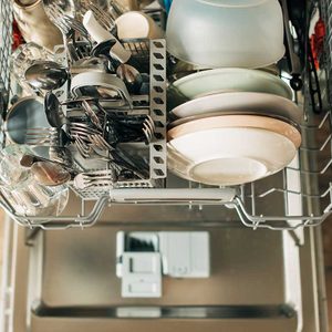 A dishwasher with clean dishes