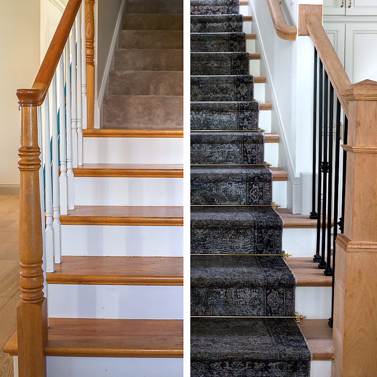 stair before and after carpet installation