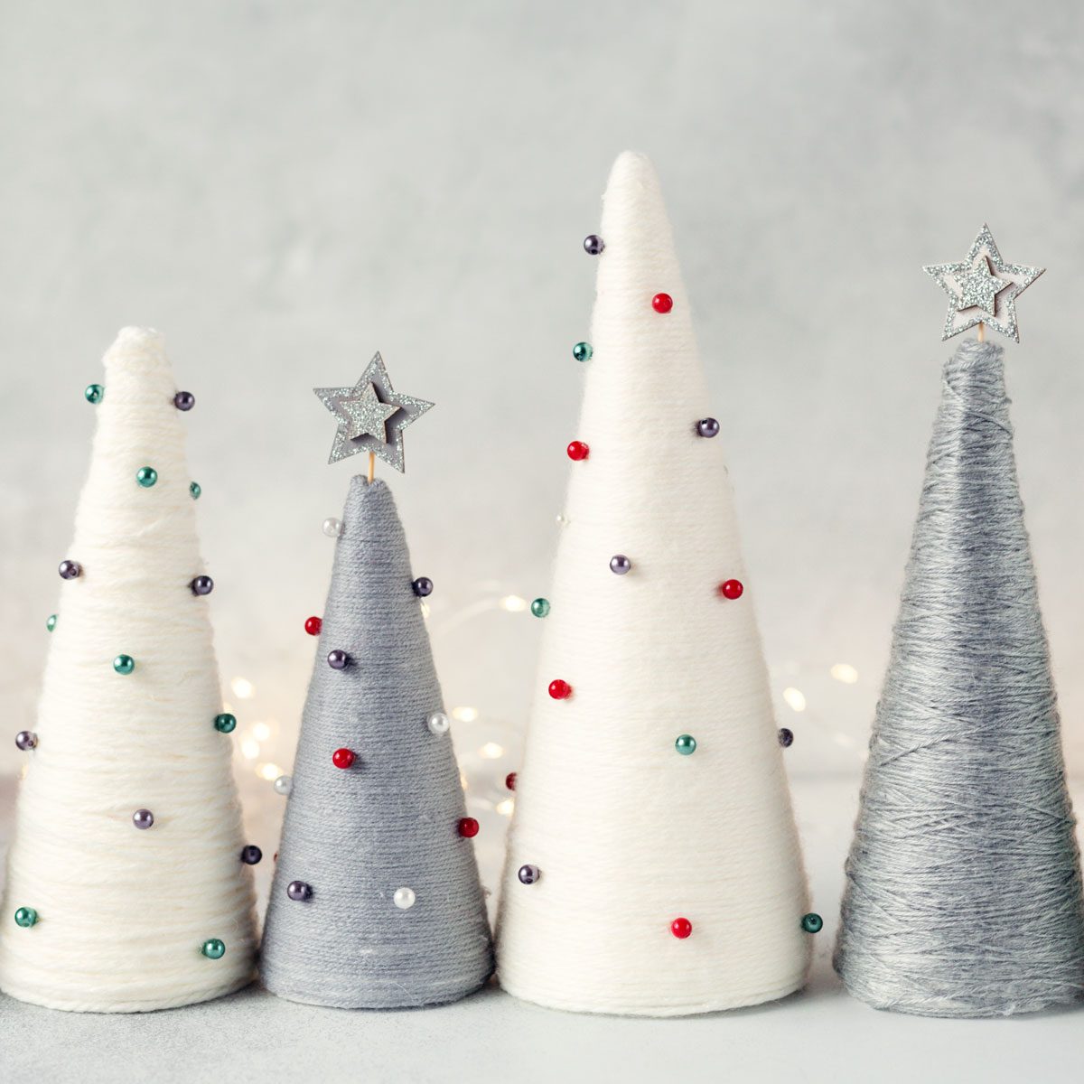 Handmade Christmas Trees Yarn Wrapped Cone Trees