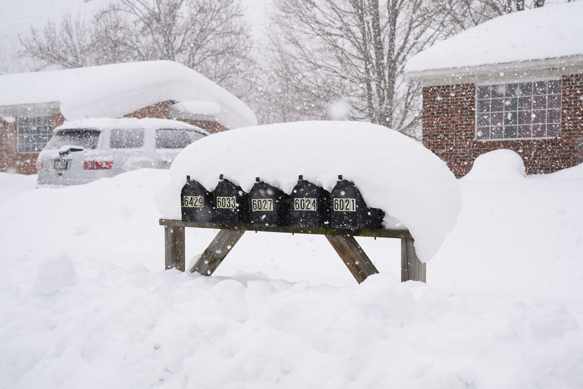 Deep lake effect snow covers mailboxes and blankets ashtabula county in ohio