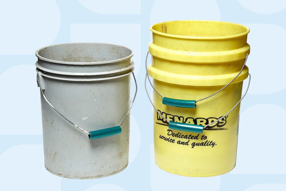 buckets with handles made of garden hose