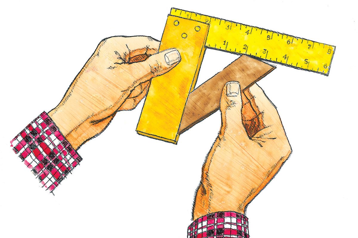 illustration of trim being held to square