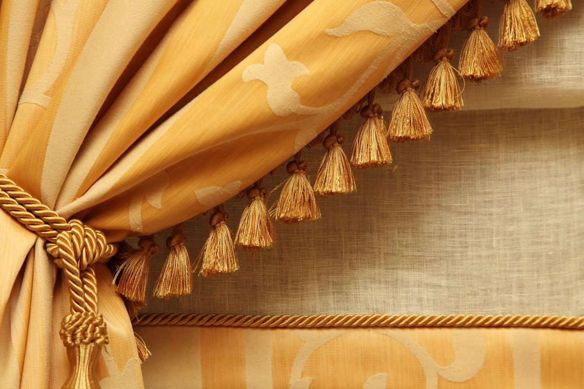 yellow fringed curtains