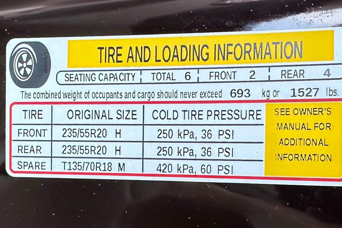 tire load rating placard