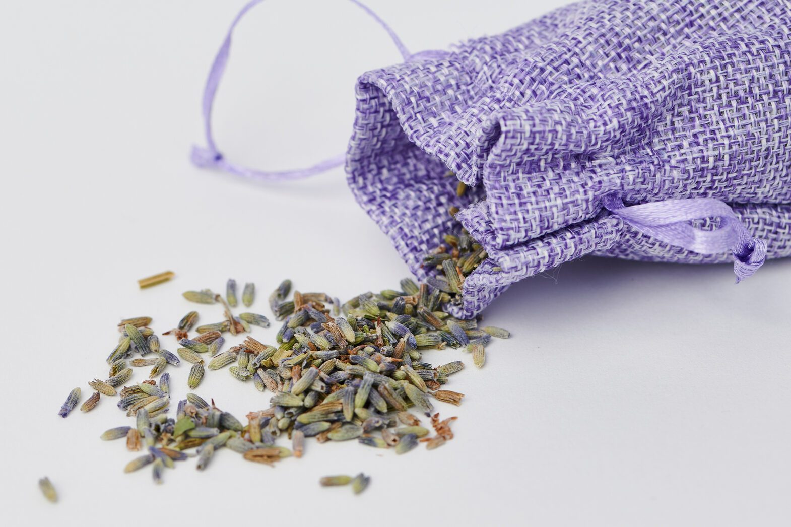 purple sachet with lavender blossoms