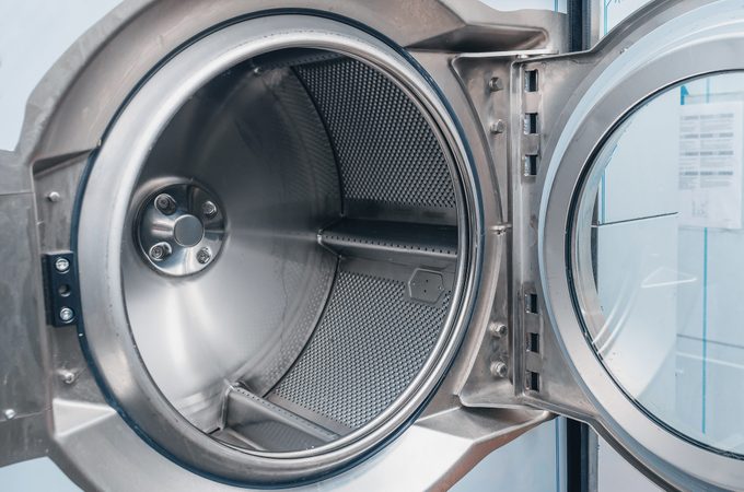 Close-up of an open shiny dryer