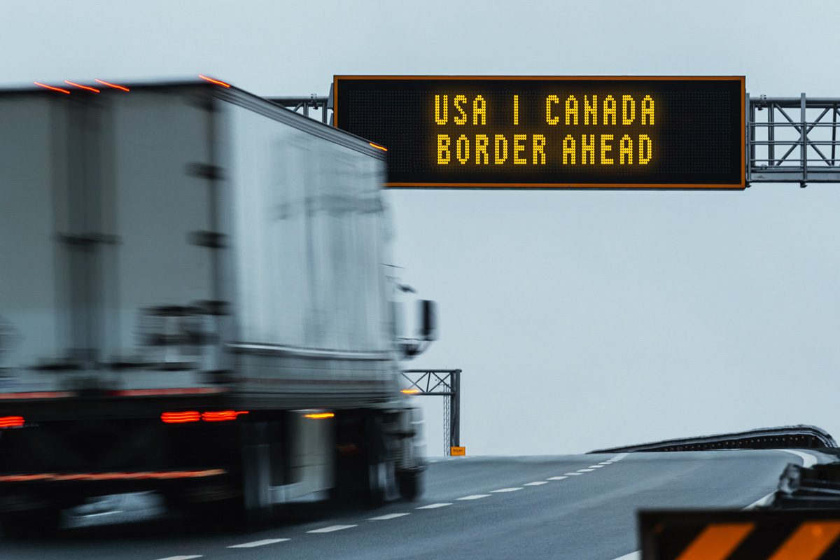 truck heading towards US-Canada border