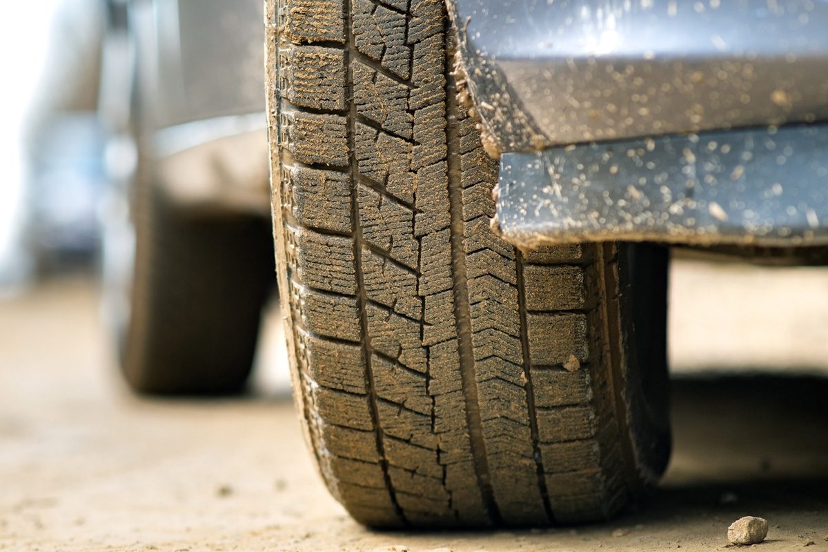 close up of car tire