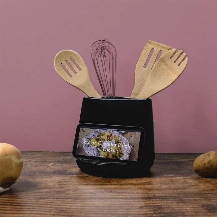 Two In One Ceramic Utensil Holder And Tablet Stand Ecomm Via Amazon