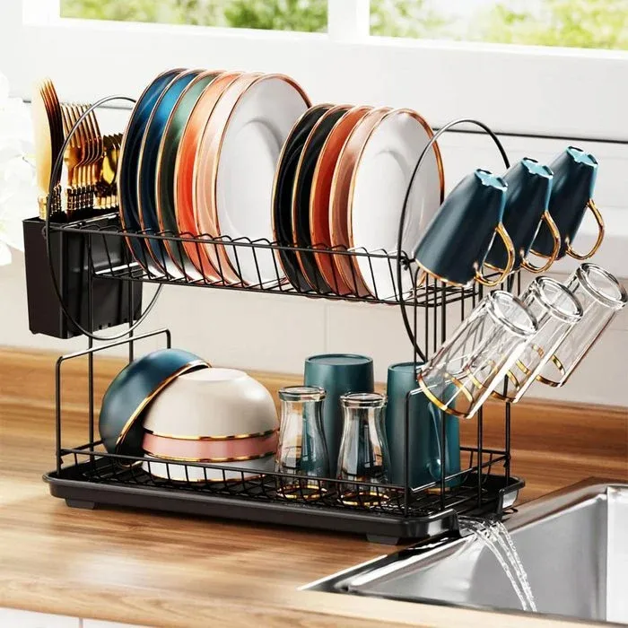 Ispecle Dish Drying Rack 2 Tier Small Dish Racks For Kitchen Counter With Drainboard Ecomm Via Amazon