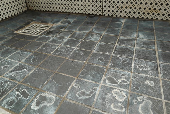 Marks on tiles in a shower from the water and limescale